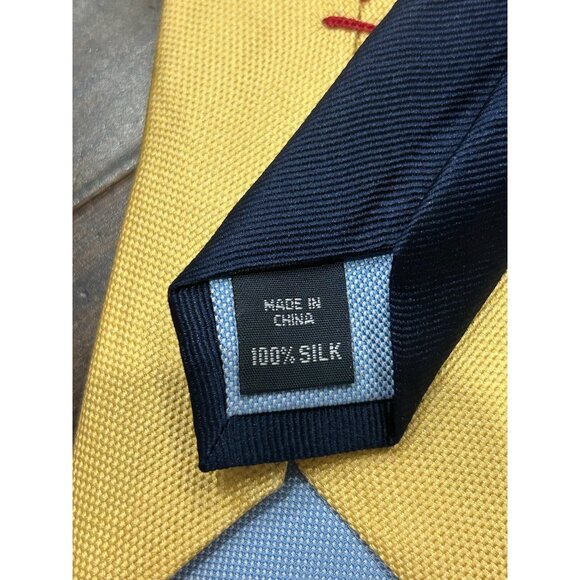 Tommy Hilfiger Silk Necktie Yellow One Size Adjustable Fit Career Professional - Picture 5 of 8